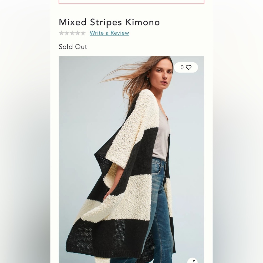 Anthropology Mixed Stripes Kimono one size black and white striped. - Picture 16 of 16